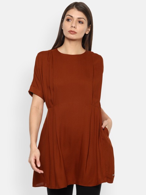 

Van Heusen Woman Rust Brown Solid Viscose Rayon Tunic