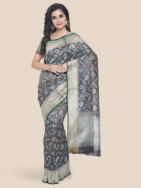 

Kalamandir Grey & Blue Woven Design Banarasi Saree