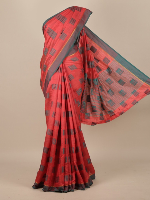 

Pothys Pink & Blue Striped Jute Silk Saree