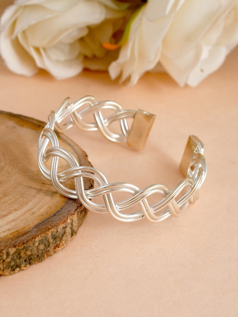 

Silvermerc Designs Women Silver Brass Handcrafted Silver-Plated Cuff Bracelet