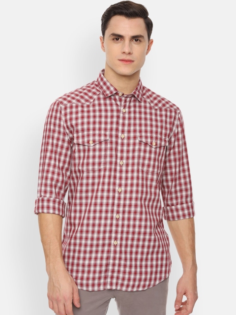 

Louis Philippe Jeans Men Red Slim Fit Checked Casual Shirt