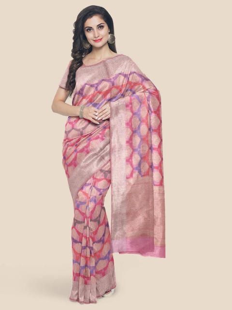 

KLM Fashion Mall Women Pink & Gold-toned Banarasi Saree