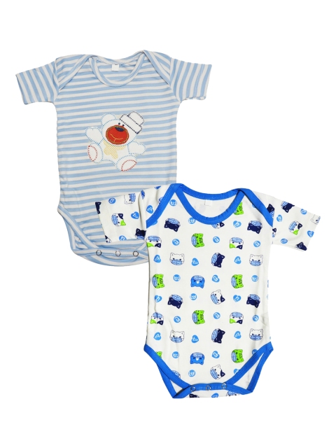 

PINKBUNNY Kids Pack Of 2 Printed otton Bodysuits, Blue