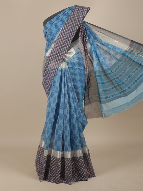Pothys Blue Printed Pure Cotton Saree