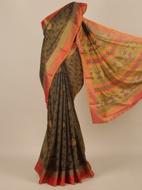 

Pothys Grey & Peach-Coloured Zari Jute Silk Saree