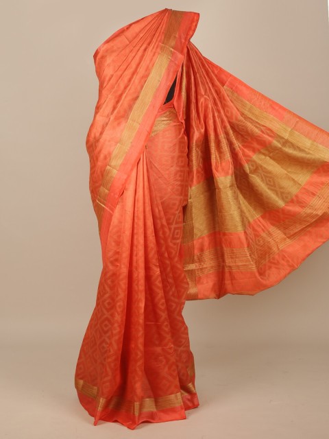 

Pothys Peach Zari Jute Silk Saree