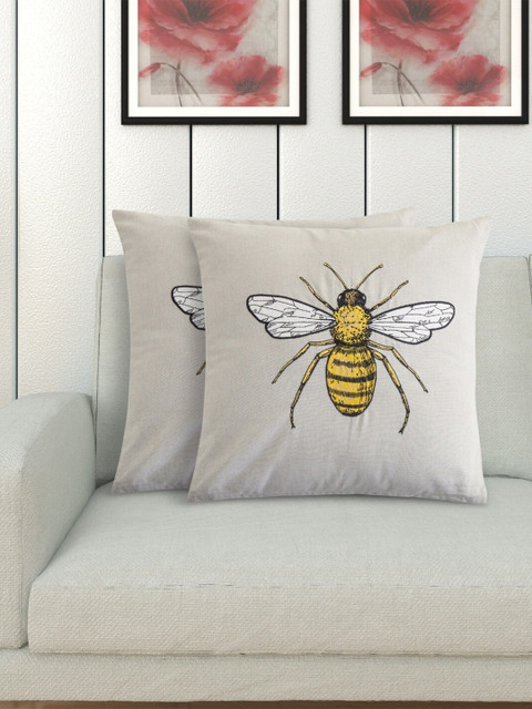 

Home Centre Grey & Yellow Set of 2 Quirky Square Cushion Covers