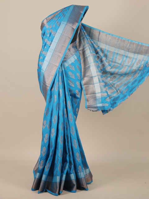 

Pothys Blue & Gold Woven Design Jute Silk Saree