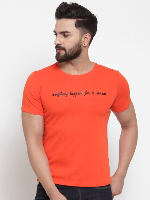 

Global Republic Men Orange Typography NA Slim Fit T-shirt NA