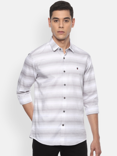

Louis Philippe Sport Men White Slim Fit Horizontal Stripes Striped Casual Shirt