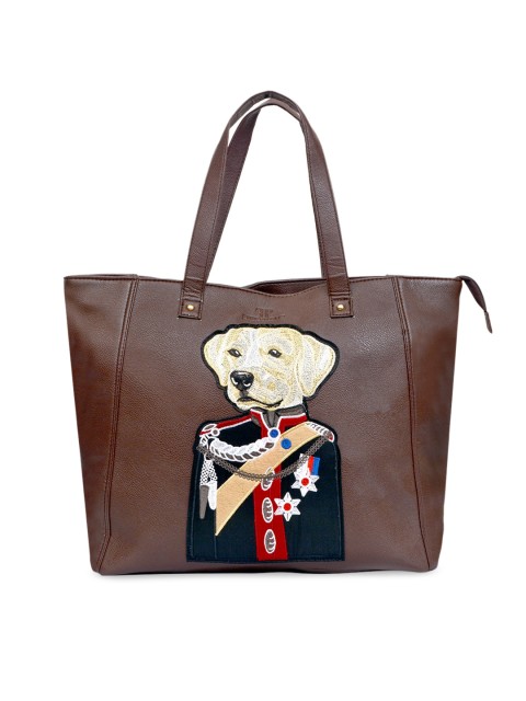 

Pink Potato Brown Embellished Shopper Shoulder Bag with Applique