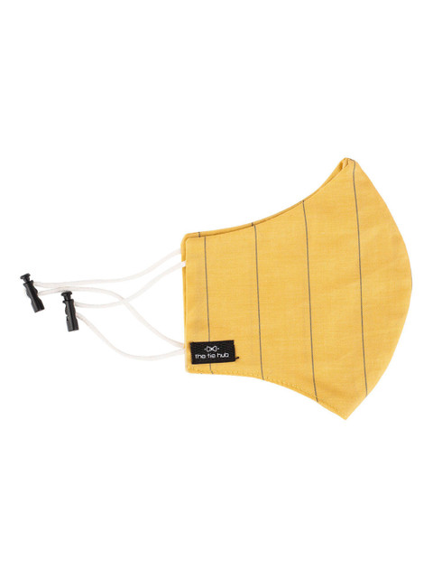 

The Tie Hub Unisex Yellow & Blue Striped 2-Ply Pure Cotton Reusable Cloth Mask