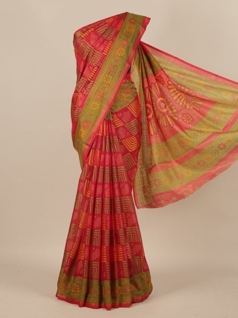 

Pothys Magenta & Green Floral Jute Silk Saree