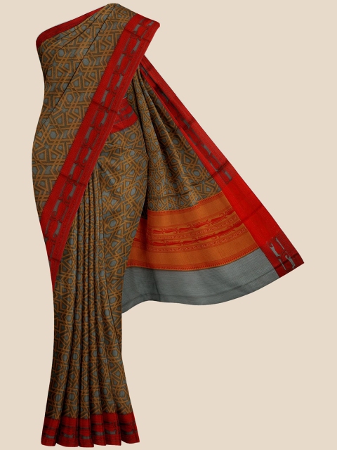 

KLM Fashion Mall Black & Red Pure Cotton Saree