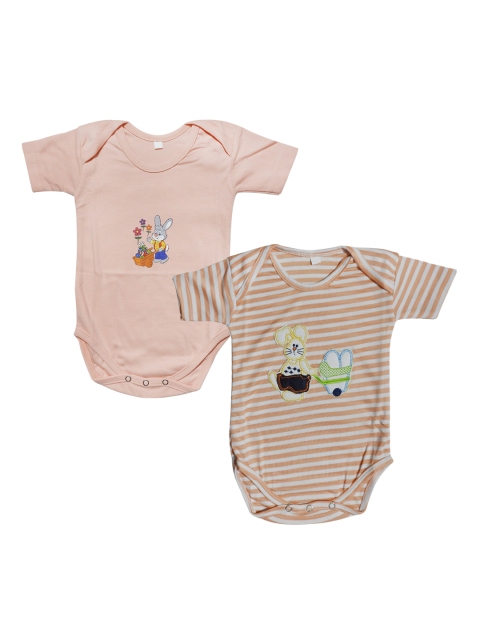 

PINKBUNNY Infants Kids Pack of 2 Bodysuits, Peach