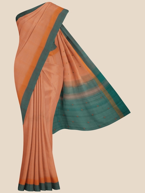 

Kalamandir Coral & Green Pure Cotton Venkatgiri Saree