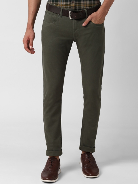 

Peter England Casuals Men Olive Green Mid Rise Skinny Fit Trousers