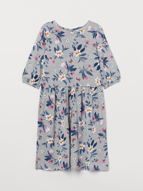 

H&M Girls Grey Floral Jersey Dress