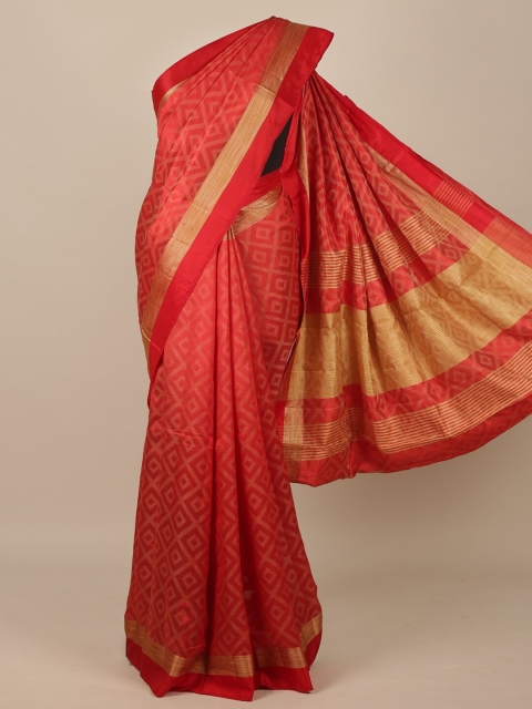

Pothys Red & Gold Ethnic Motifs Jute Silk Saree