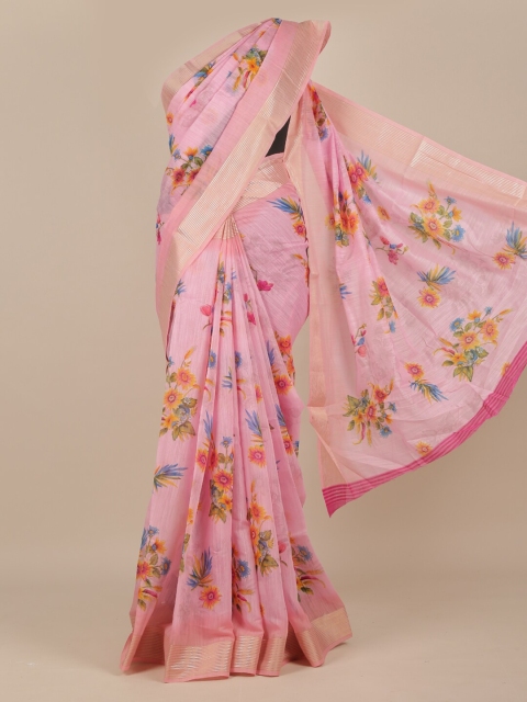 

Pothys Pink & Orange Floral Printed Saree