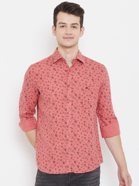 

Crimsoune Club Men Pink Slim Fit Floral Printed Casual Shirt