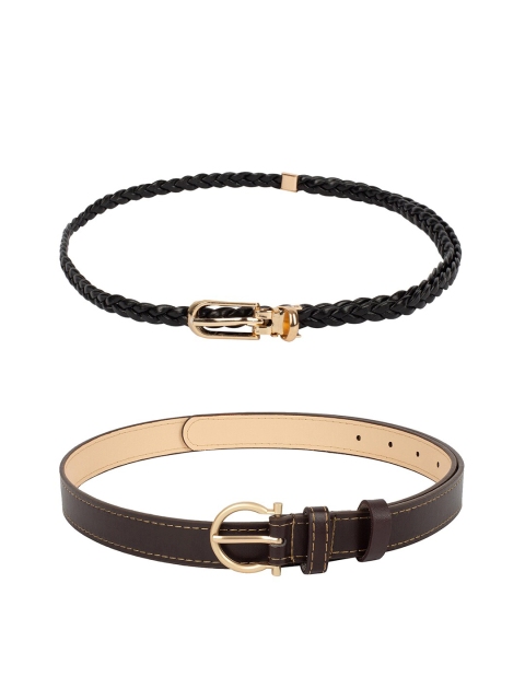 

CRUSSET Women Set of 2 Black & Brown Belts