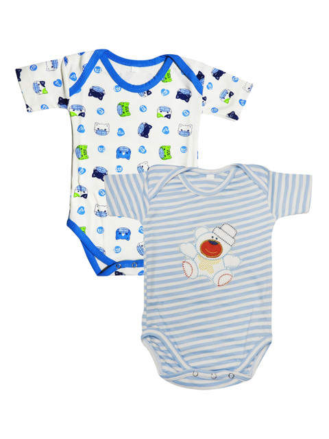

PINKBUNNY Kids Pack Of 2 Printed Bodysuits, Blue