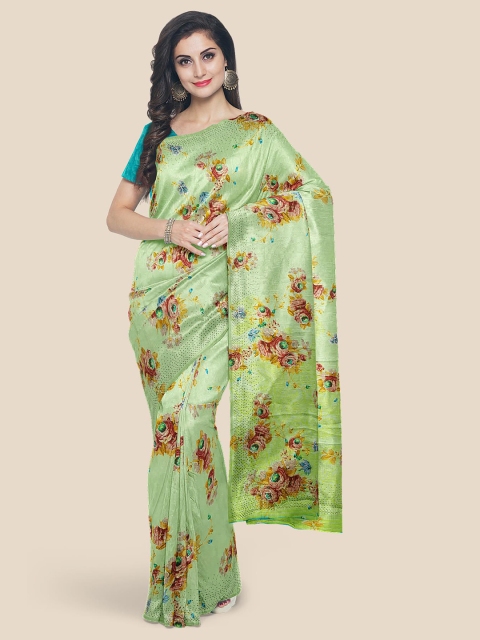 

Kalamandir Green & Yellow Floral Zari Silk Blend Saree