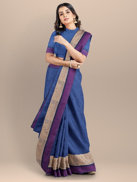 

BharatSthali Blue Silk Cotton Saree