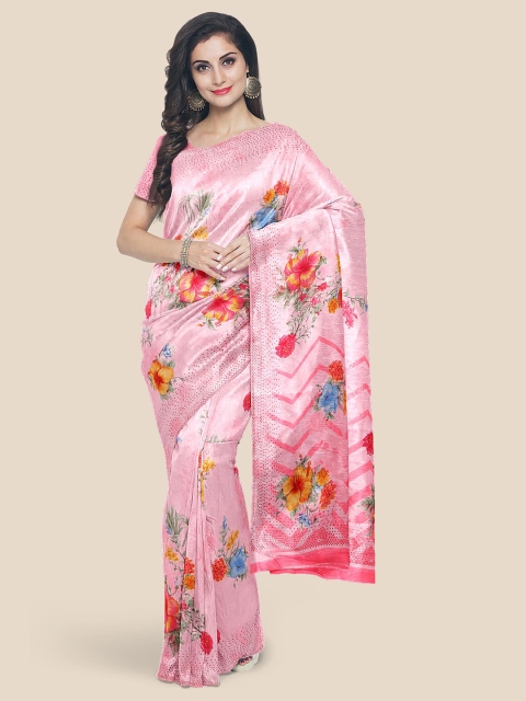 

Kalamandir Pink & Blue Floral Silk Blend Saree