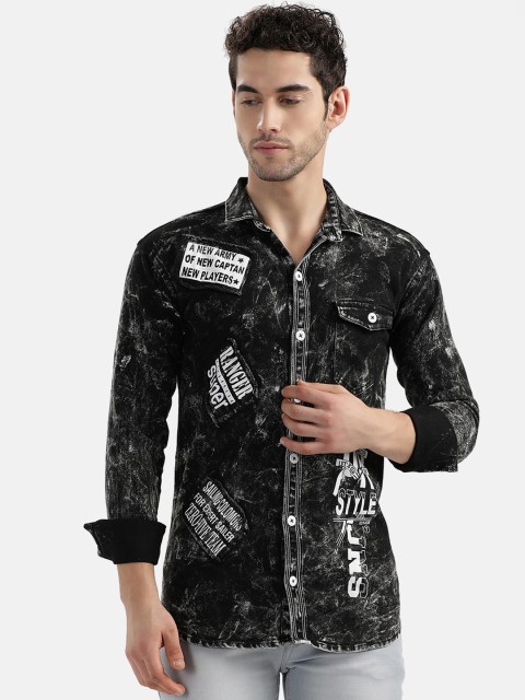 

V2 Value & Variety Men Black Slim Fit Printed Casual Shirt