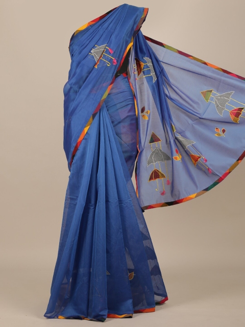 

Pothys Blue Ethnic Motifs Embroidered Pure Cotton Saree