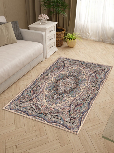 

Status Multi coloured Ethnic Motifs Hand-Tufted Silk Rectangular Floor Carpet