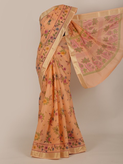 

Pothys Peach Floral Zari Saree