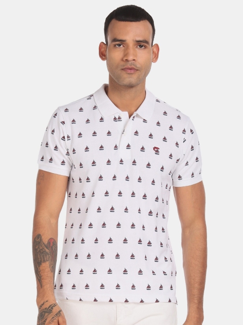 

Ruggers Men White Printed Polo Collar T-shirt