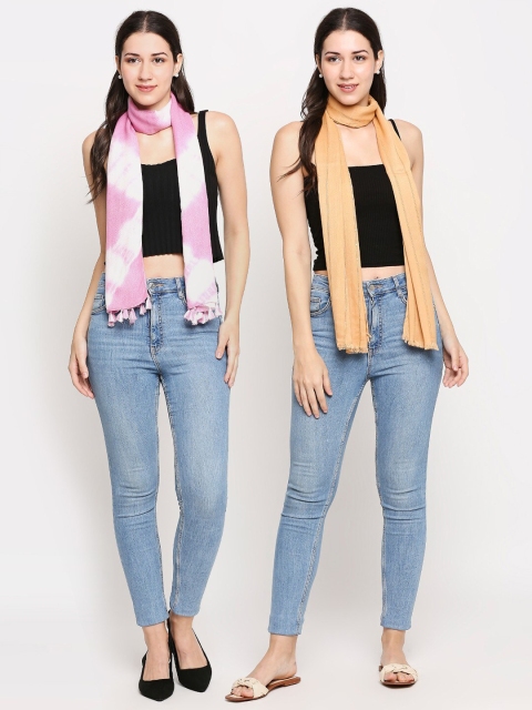

Get Wrapped Women Beige & Pink Set of 2 Scarf