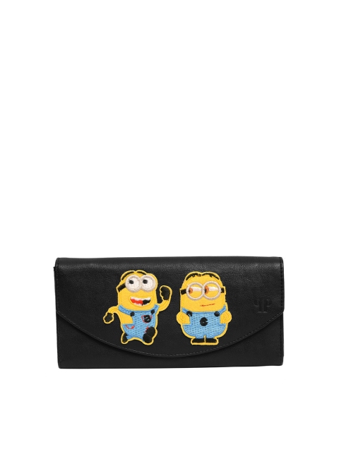 

Pink Potato Women Black & Yellow Graphic Self Design Embellished Leather Envelope