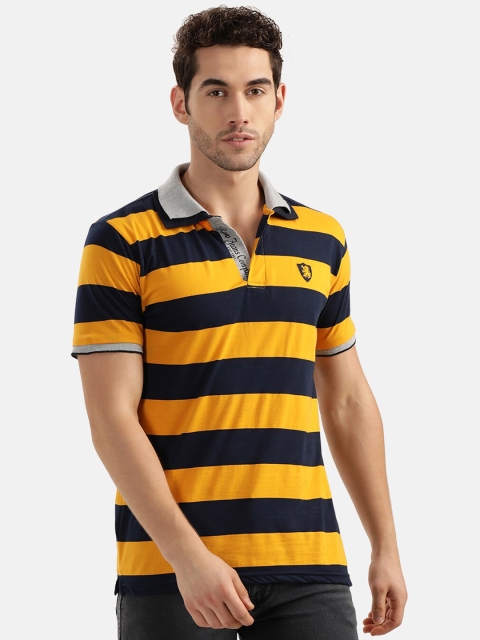 

V2 Value & Variety Men Yellow & Black Striped Polo Collar T-shirt