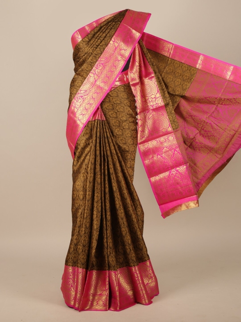 

Pothys Brown & Pink Woven Design Jute Silk Saree