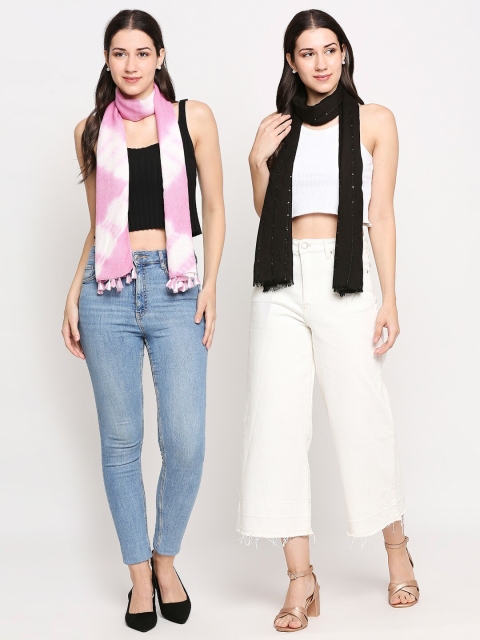 

Get Wrapped Women Pack Of 2 Black & White Sequined Scarf