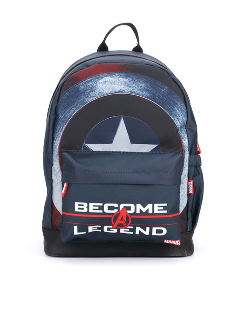 

Marvel Boys Black & Navy Blue Captain America Print Backpack with Compression Straps