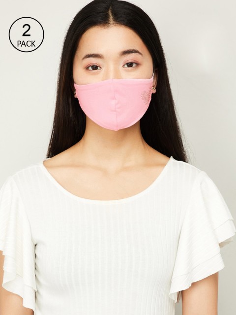 

Ginger by Lifestyle Women Pack Of 2 2-Ply Cotton Reusable Cloth Masks, Pink