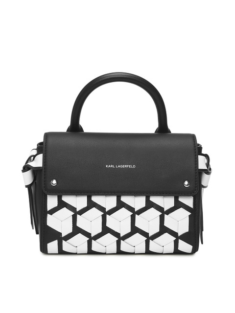 

Karl Lagerfeld Men Black & White Printed Messenger Bag