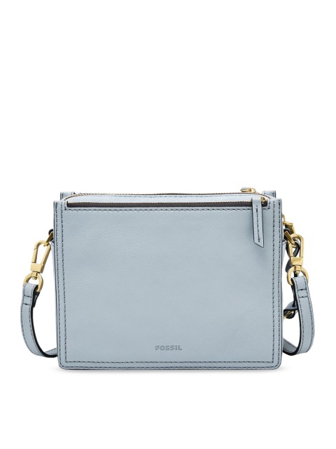 

Fossil Blue Leather Structured Sling Bag with Tasselled