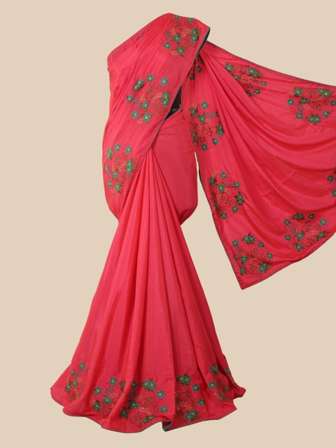 

Pothys Pink & Teal Embellished Art Silk Saree