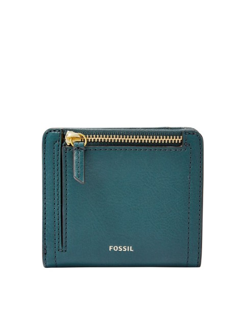 

Fossil Women Teal Graphic Printed Leather Two Fold Wallet