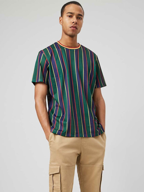 

FOREVER 21 Men Multi Striped T-shirt