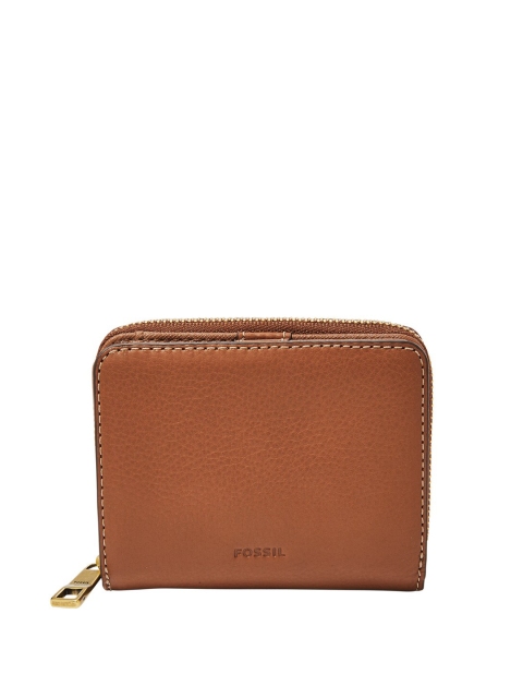 

Fossil Women Brown Textured Zip Detail Leather Zip Around Wallet
