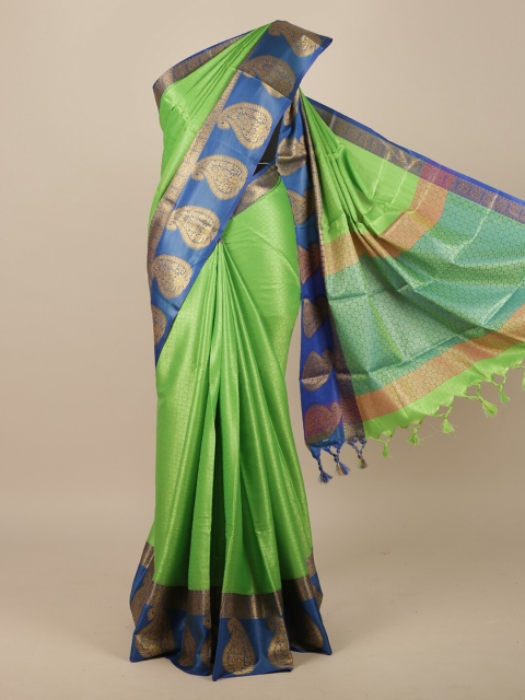 Pothys Green & Blue Woven Design Zari Jute Silk Saree