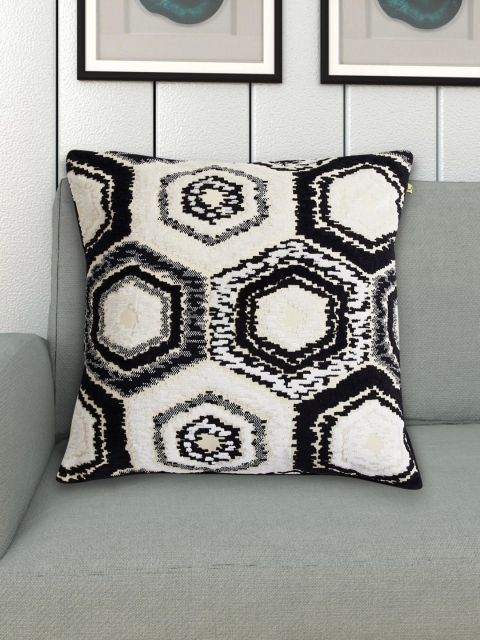 

Home Centre Black & Beige Geometric Square Cushion Cover